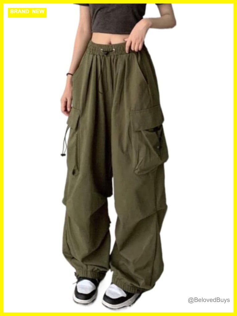 Y2k Cargo Pants Baggy High Waist Loose Straight Leg Multi Pockets Vintage Grunge